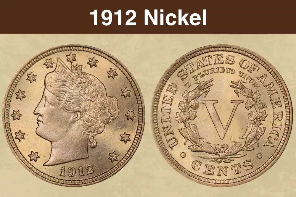 1912 Liberty Head V Nickel obverse and reverse showing Liberty portrait and V CENTS design