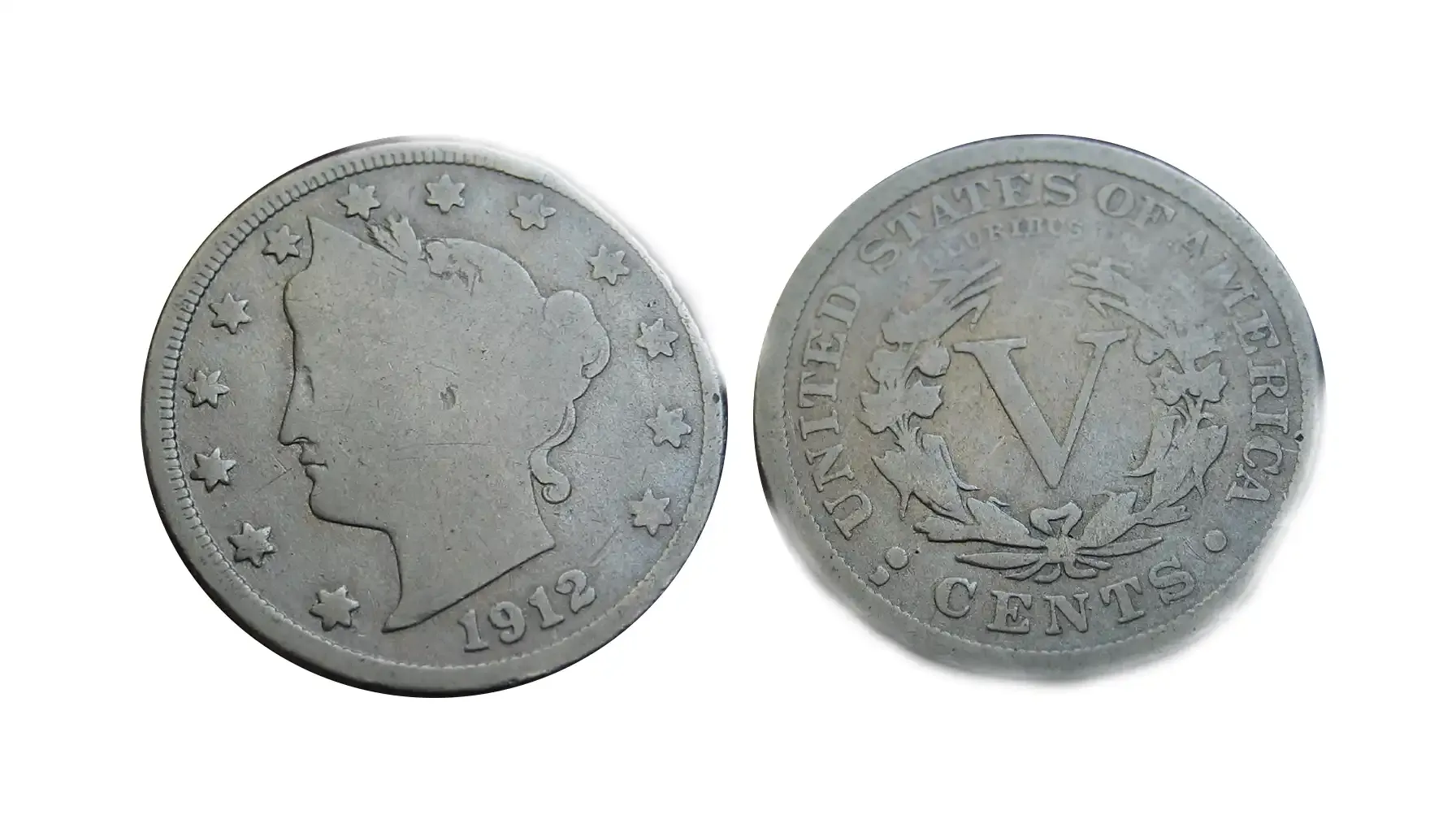 1912 Liberty Head Nickel clipped planchet error showing curved bite out of the edge and Blakesley effect weakness